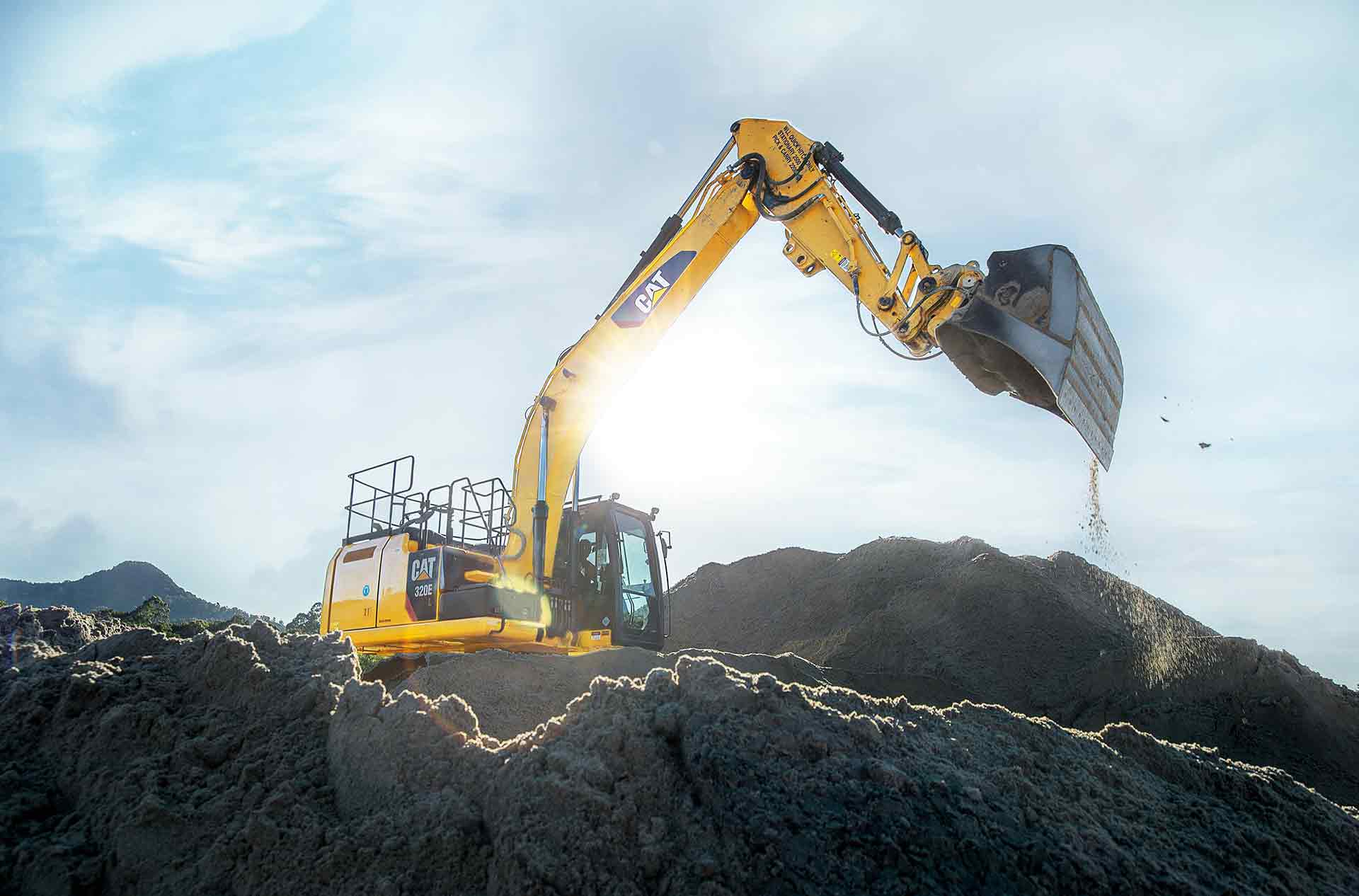 Caterpillar 320E hydraulic excavator operating at a Bashforth site